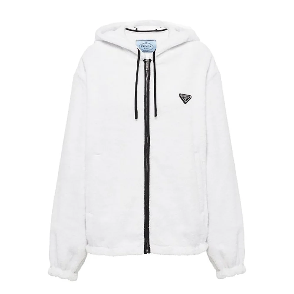 Prada Terry Cloth Hoodie for Women in White Prada Terry Cloth Hoodie for Women in White