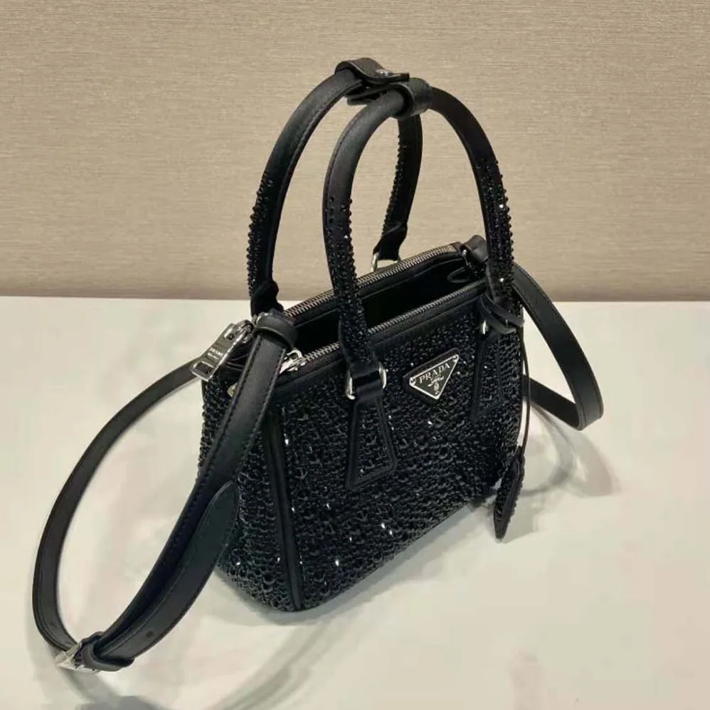 Prada Galleria Satin Mini-bag with Crystals for Women in Black