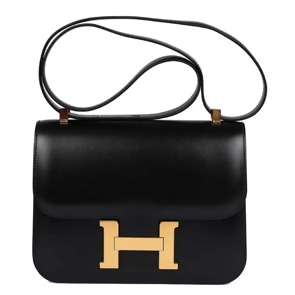Hermes Constance 24 Bag Box Leather for Women in Black/Gold