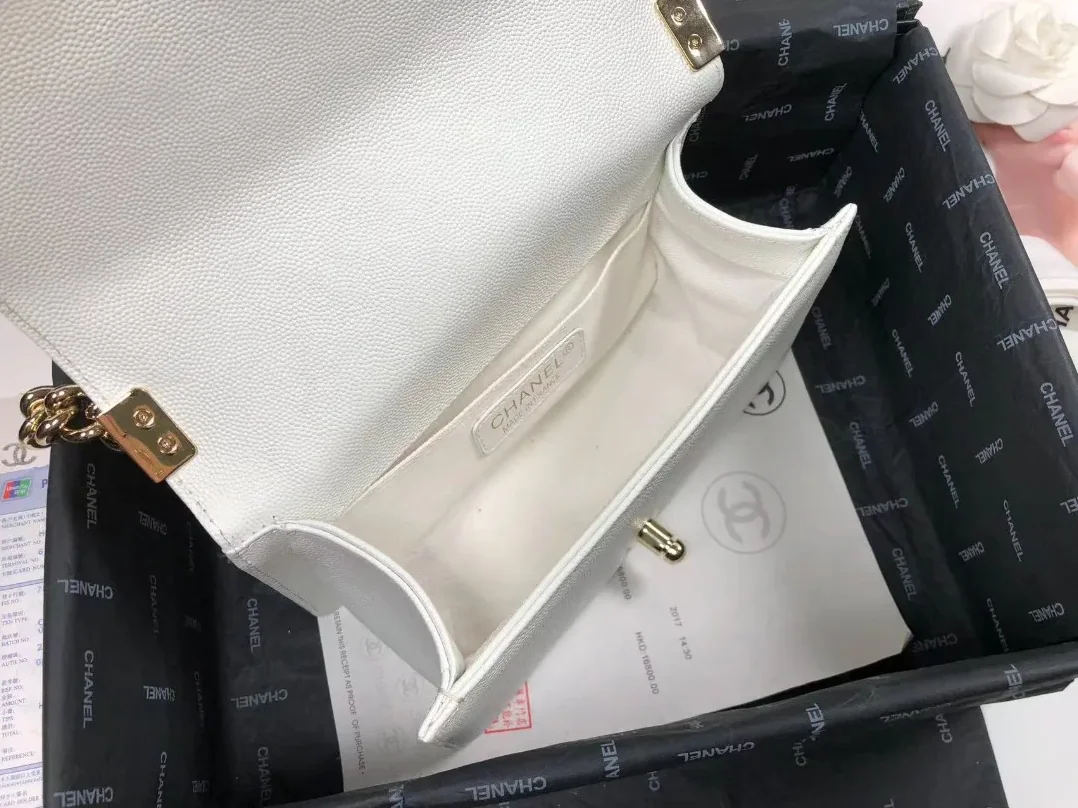 Chanel Boy Flap Small Crossbody Bag in White Gold Hardware