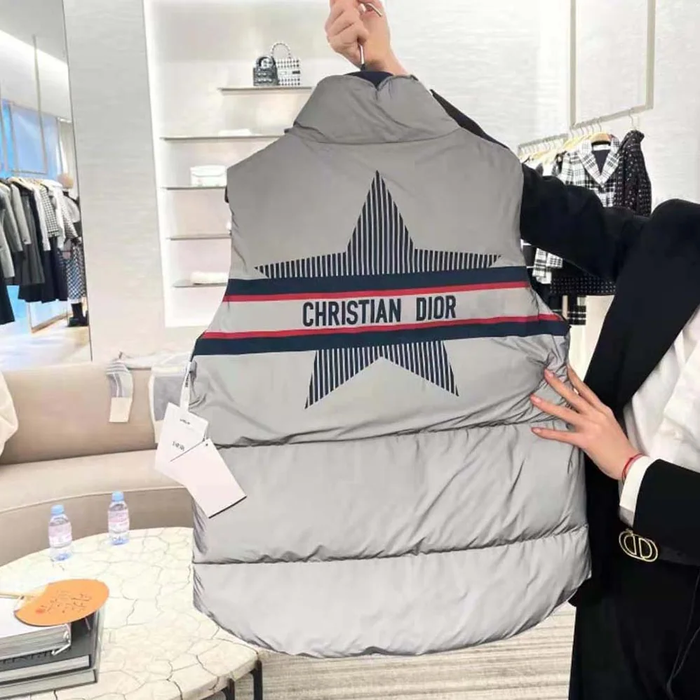 Dior Dioralps Sleeveless Down Jacket Silver-Tone Reflective Dior Star Quilted Technical Taffeta for Women