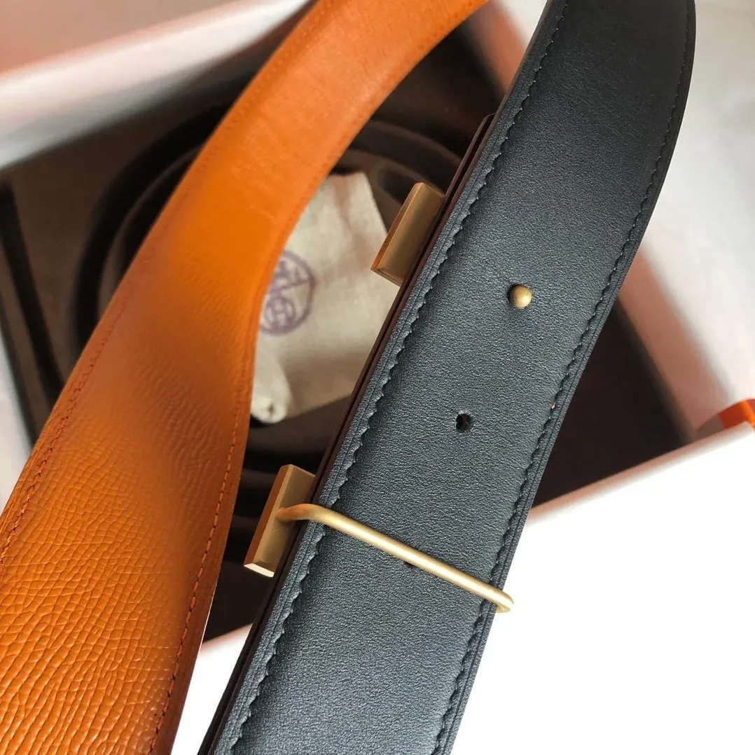 Hermes Mini Constance Guillochee Belt Buckle & Reversible Orange Hermes Mini Constance Guillochee Belt Buckle & Reversible Orange