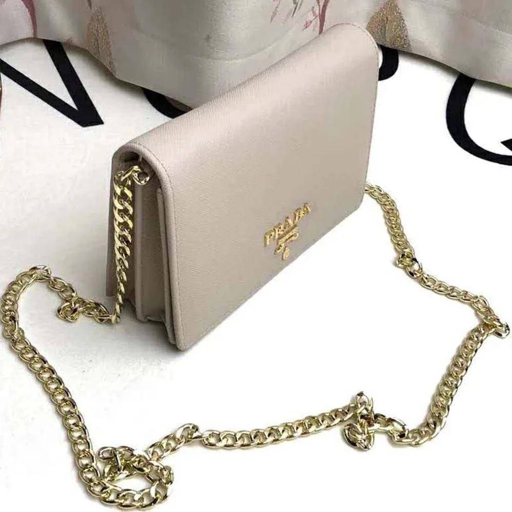 Prada Saffiano Leather Shoulder Bag for Women in Beige