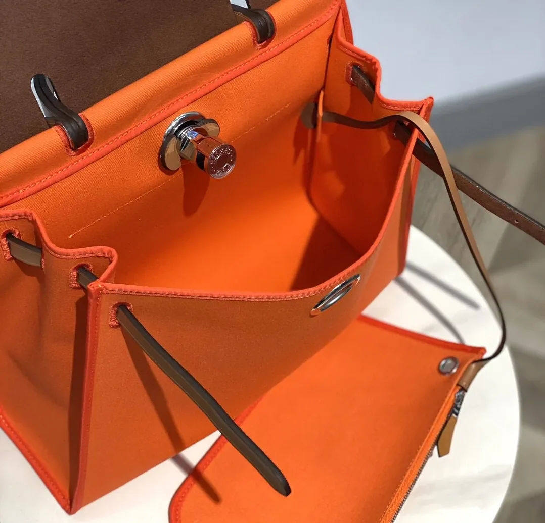 Hermes Herbag Zip Bag Orange, Silver Toned Hardware Bag Hermes Herbag Zip Bag Orange, Silver Toned Hardware Bag