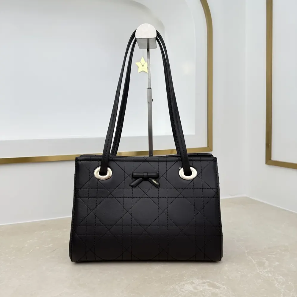 Dior Small Dior Promenade Shopping Bag Black Flat Cannage Calfskin for Women Dior Small Dior Promenade Shopping Bag Black Flat Cannage Calfskin for Women