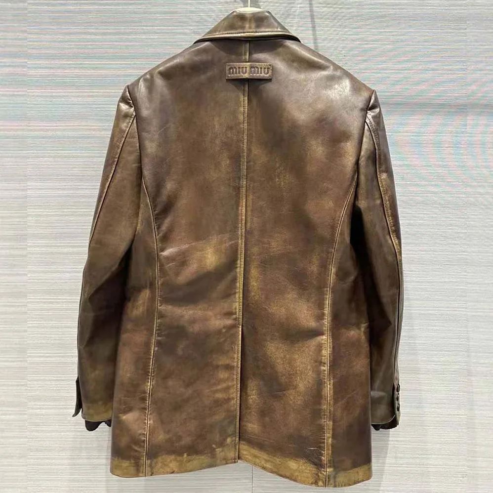 Miu Miu Nappa Leather Jacket with Hot for Women in stamped Logo Miu Miu Nappa Leather Jacket with Hot for Women in stamped Logo