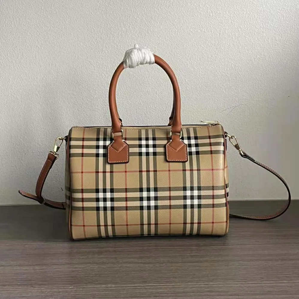 Burberry Check Medium Bowling Bag for Women in Brown