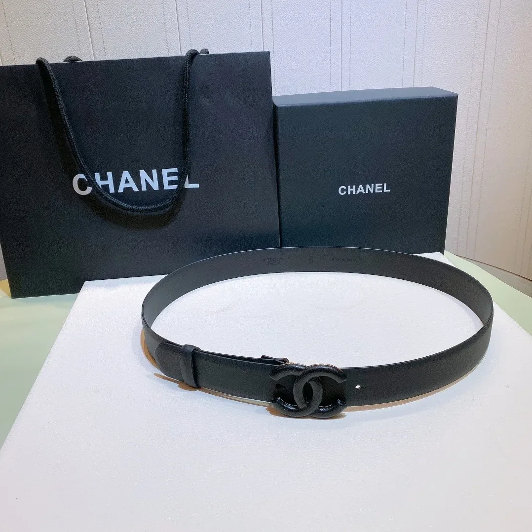 Chanel Belt With Double C Buckle Black Black in Toned Metal Women Chanel Belt With Double C Buckle Black Black in Toned Metal Women