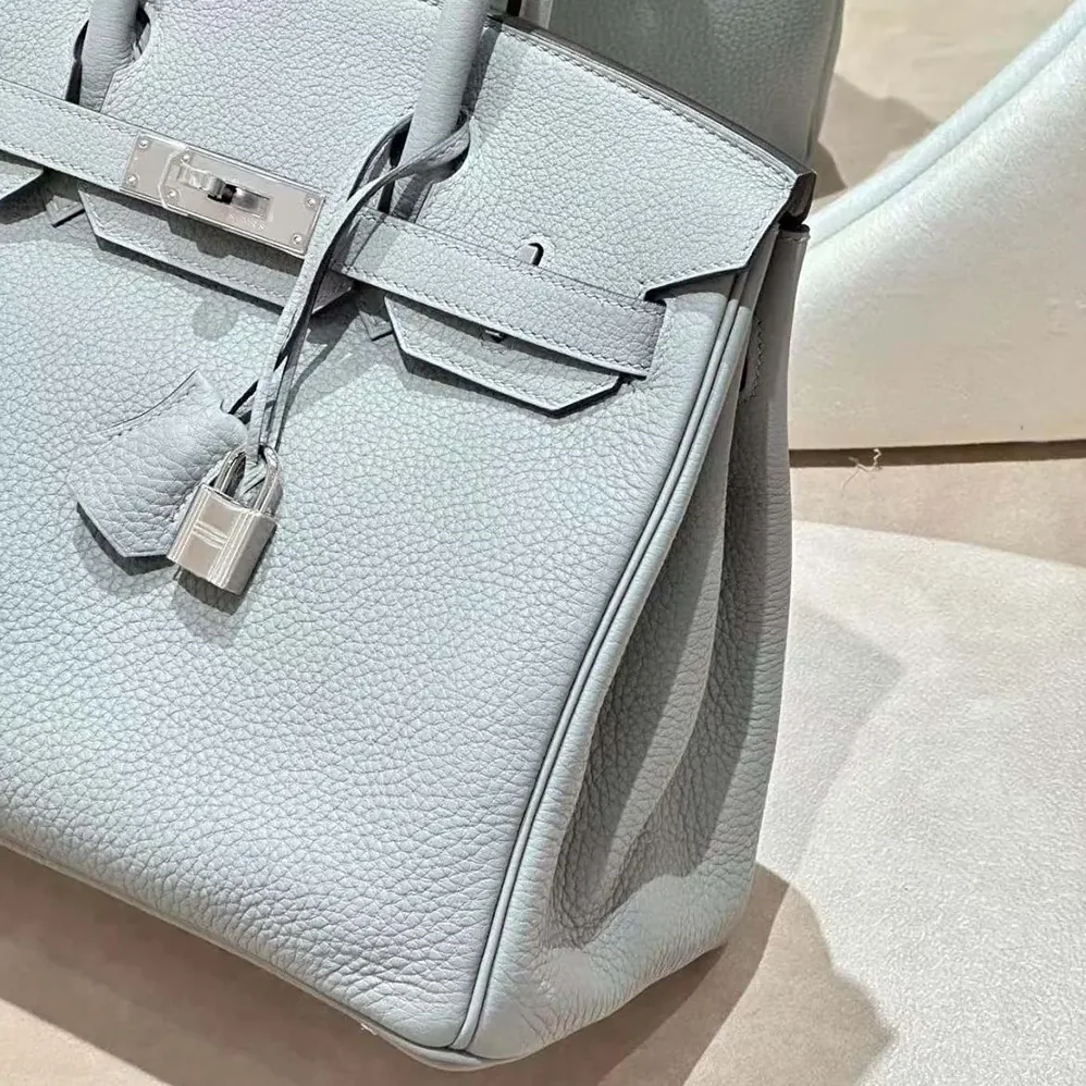 Hermes Birkin 30 Bag in Epsom Leather with Silver Hardware in Blue Glacier