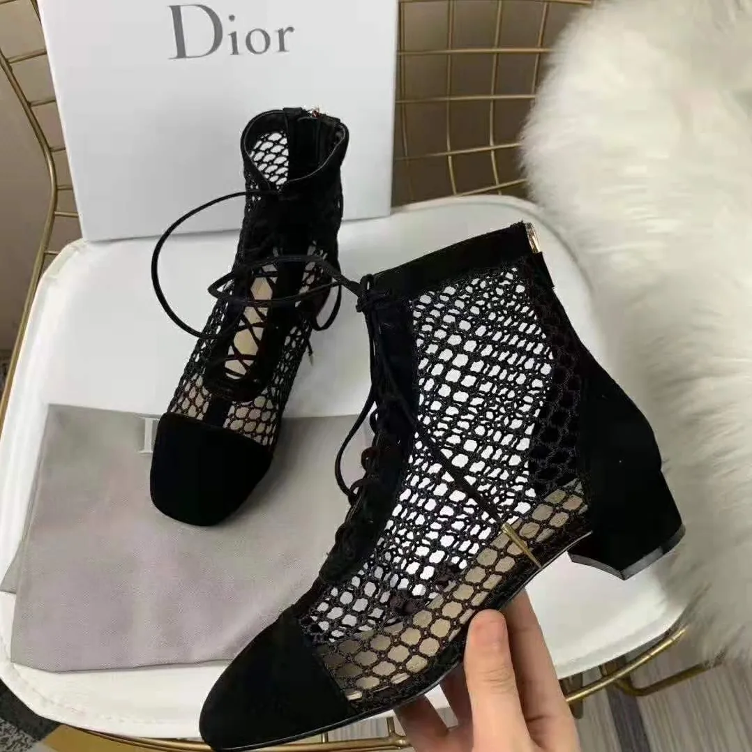 Dior Naughtily-D Mesh Ankle Boot in Suede Calfskin 3cm Heel for Women in Black Dior Naughtily-D Mesh Ankle Boot in Suede Calfskin 3cm Heel for Women in Black