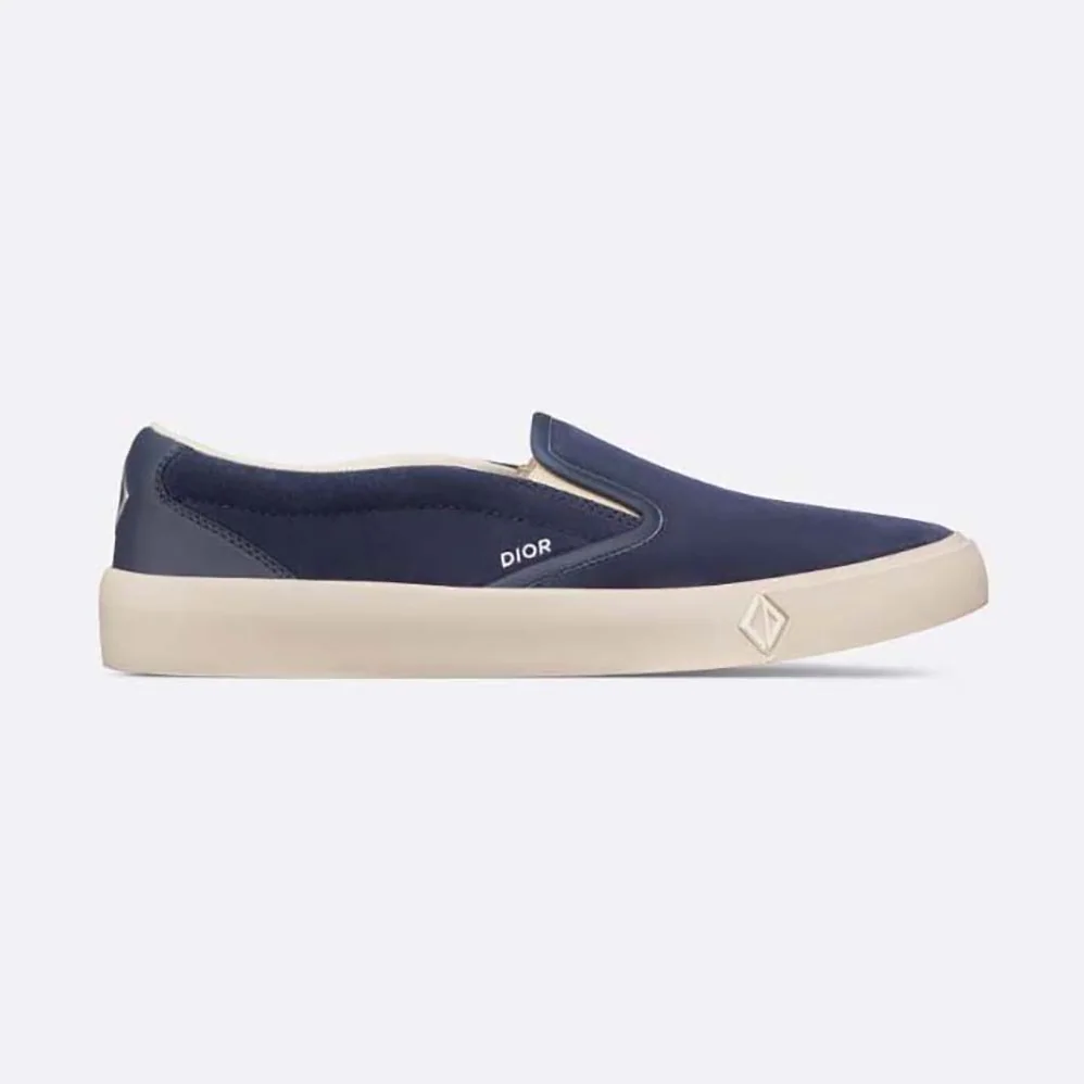 Dior B101 Slip-on Sneaker Navy Blue Suede and Smooth Calfskin for Men