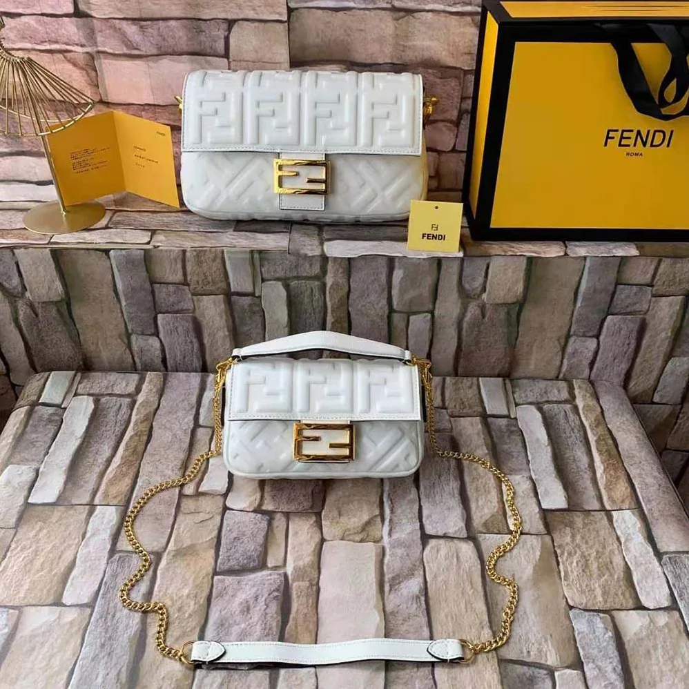 Fendi Baguette Soft Nappa Leather Bag for Women in White Fendi Baguette Soft Nappa Leather Bag for Women in White