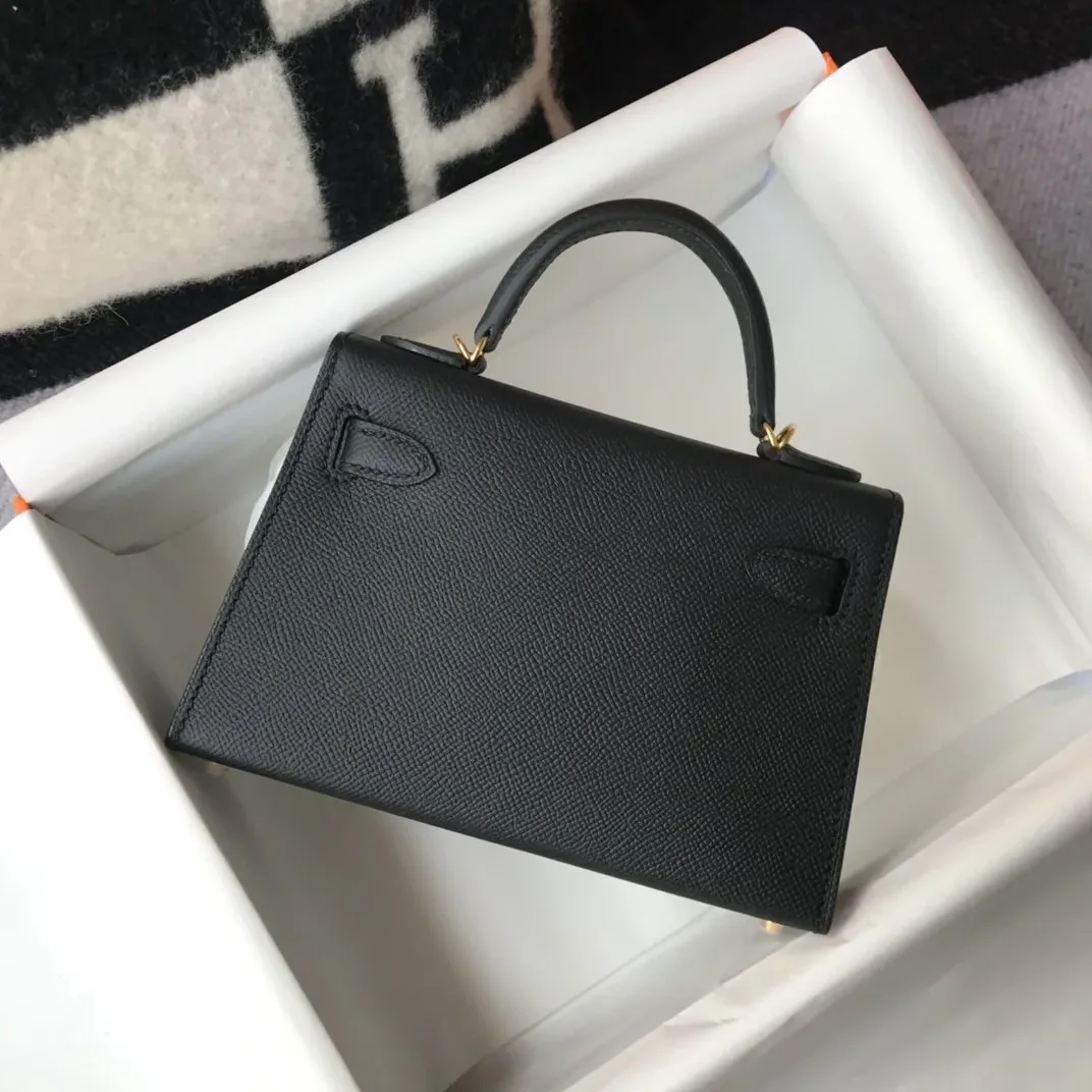 Hermes Mini Kelly 19 Sellier Epsom Black Bag