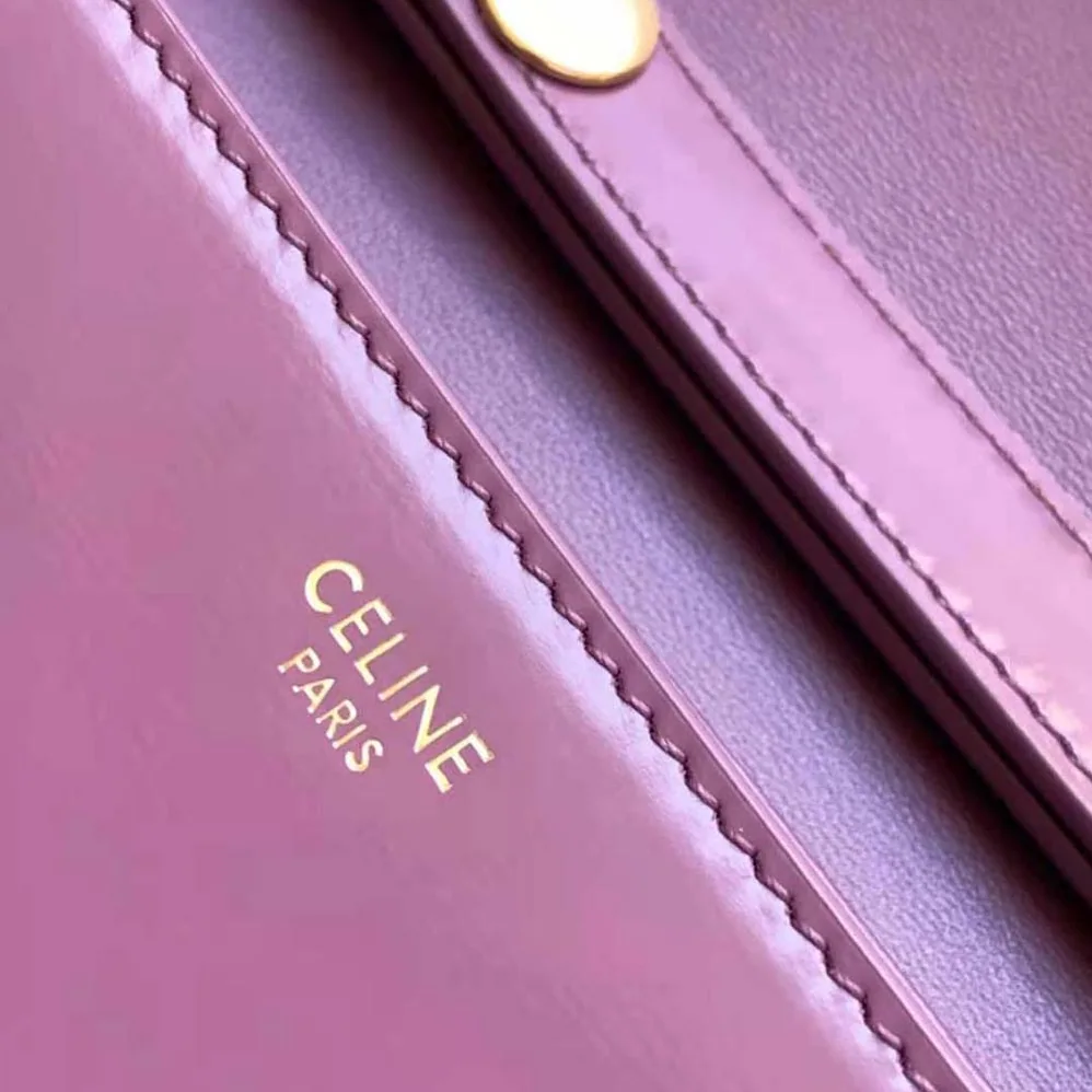 Celine Trapeze Triomphe Bag in Shiny Calfskin for Women in Purple