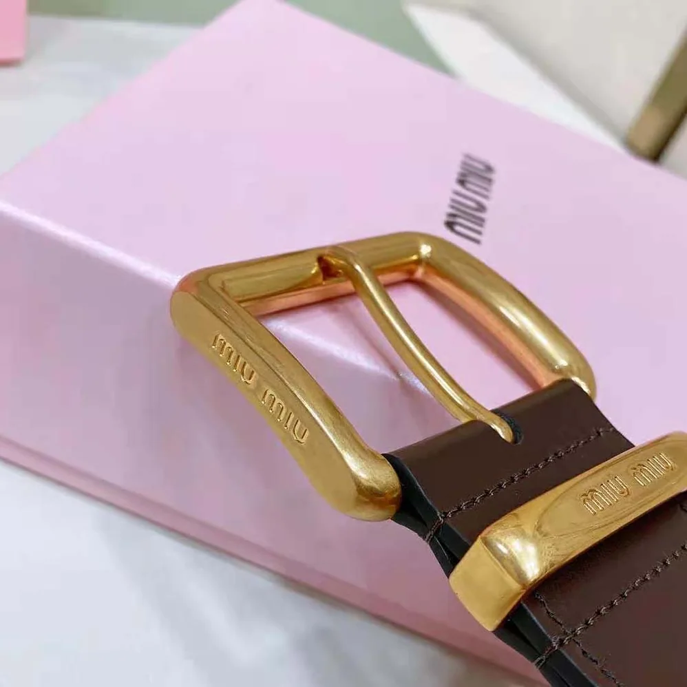 Miu Miu Leather Belt-Chocolate 5CC589_2E6Y_F0038 for Women Miu Miu Leather Belt-Chocolate 5CC589_2E6Y_F0038 for Women
