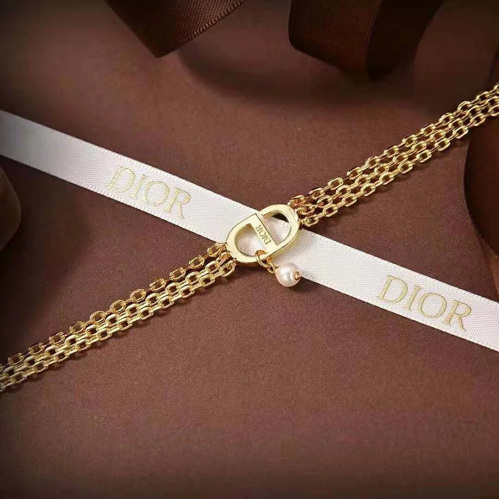 Dior Multi-chain Petit CD Bracelet Gold-Finish Metal and White Crystals for Women Dior Multi-chain Petit CD Bracelet Gold-Finish Metal and White Crystals for Women