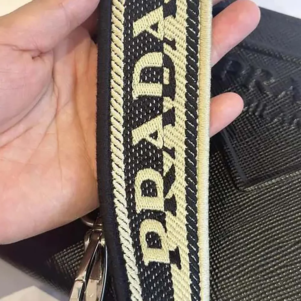 Prada Shoulder Strap with Silver-tone Hardware and Embroidered Logo for Women Prada Shoulder Strap with Silver-tone Hardware and Embroidered Logo for Women