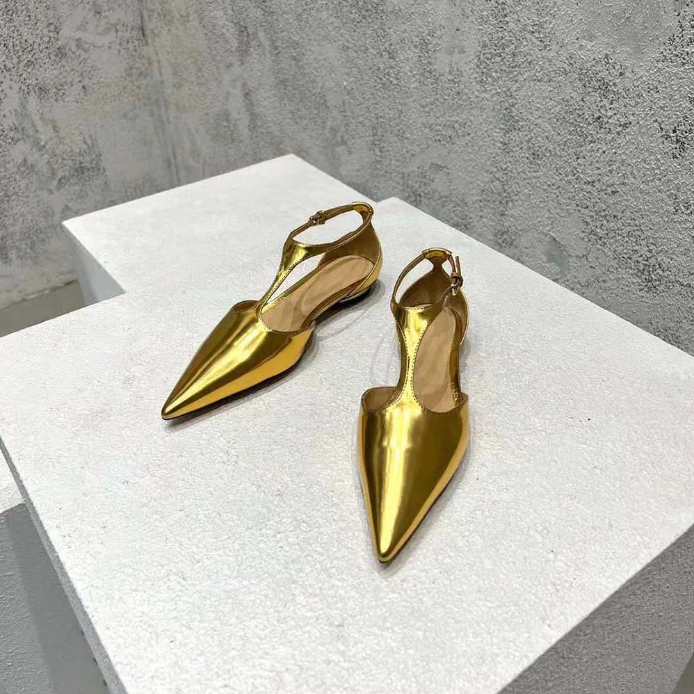 Bottega Veneta Rocket T-Bar Ballerina Flat Laminated Leather T-Bar Ballerina for Women in Gold Bottega Veneta Rocket T-Bar Ballerina Flat Laminated Leather T-Bar Ballerina for Women in Gold