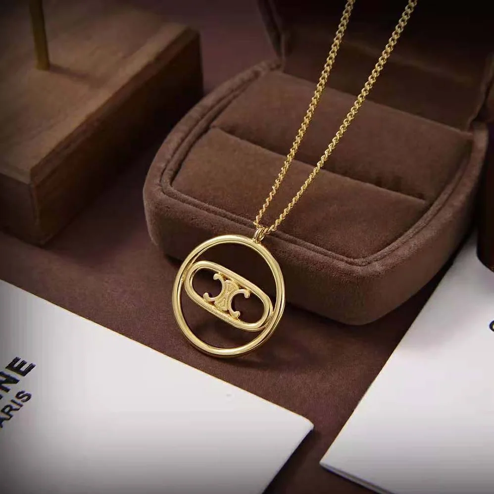 Celine Maillon Triomphe Bold Necklace in Brass with Gold Finish for Women