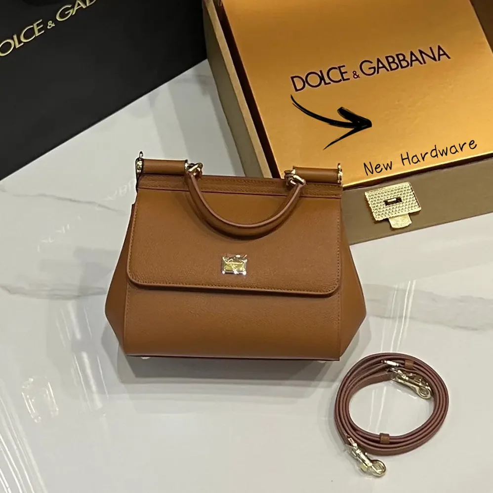 Dolce Gabbana D&G Small Sicily Handbag in Dauphine Calfskin for Women in Brown Dolce Gabbana D&G Small Sicily Handbag in Dauphine Calfskin for Women in Brown