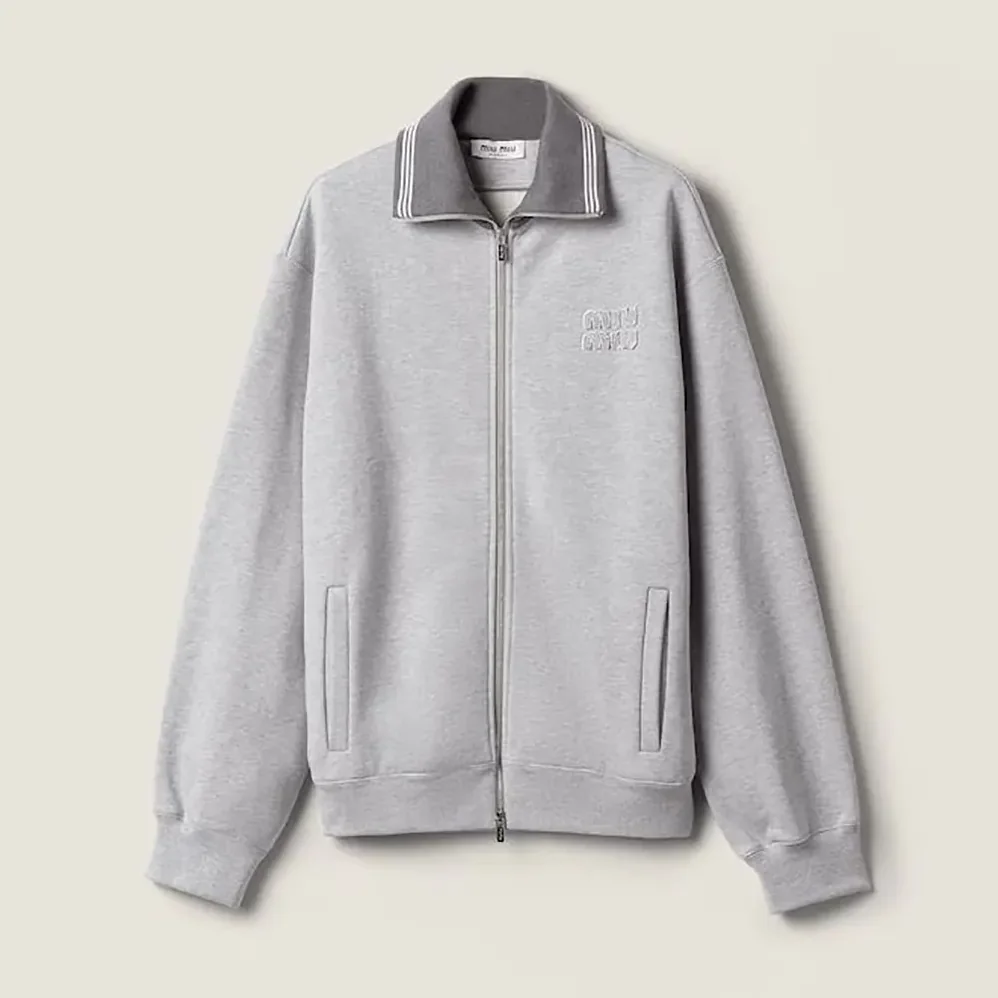 Miu Miu Zippered Cotton Fleece Jacket for Women