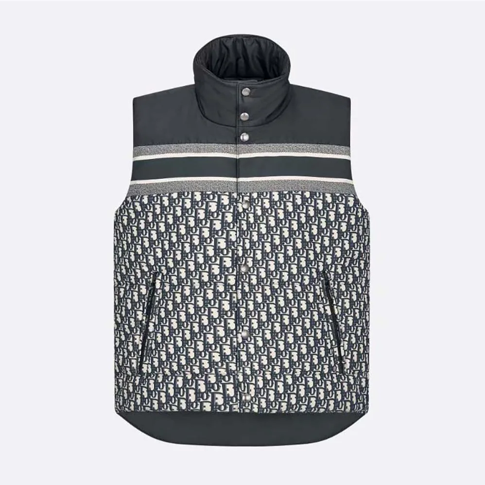 Dior Reversible Puffer Vest Blue and Ecru Dior Oblique Quilted Technical Taffeta for Women Dior Reversible Puffer Vest Blue and Ecru Dior Oblique Quilted Technical Taffeta for Women