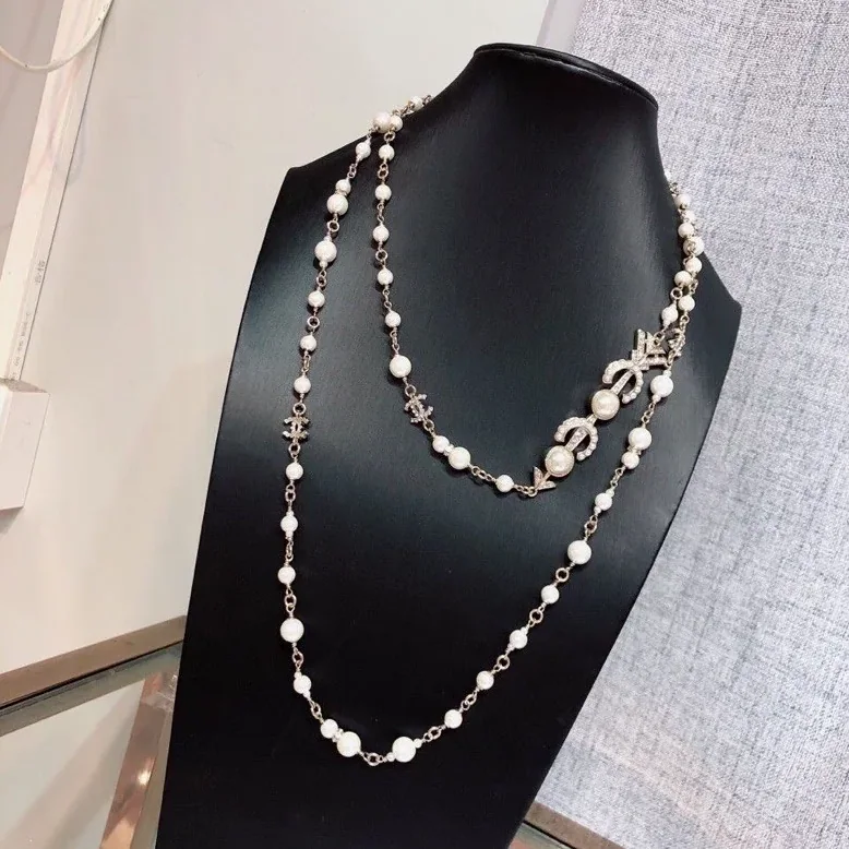 Chanel Accessories Pearl Necklace Logo CC Gold Tone Chanel Accessories Pearl Necklace Logo CC Gold Tone