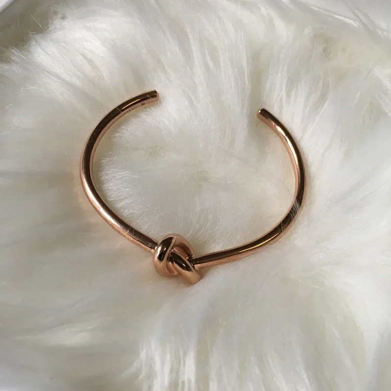 Celine Knot Extra-Thin Bracelet in Brass with Rhodium Finish for Women in Gold
