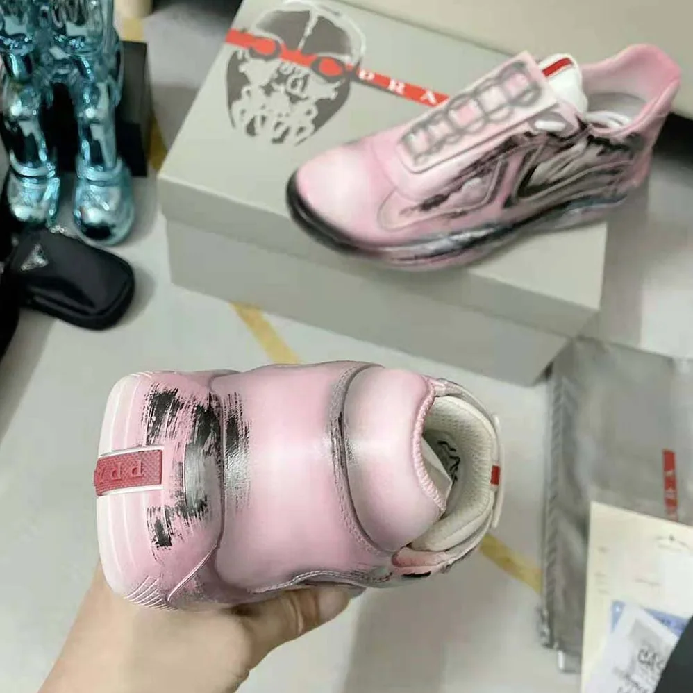 Prada Cass x Prada Americas Cup D3cay Sneakers for Unisex in Pink Prada Cass x Prada Americas Cup D3cay Sneakers for Unisex in Pink