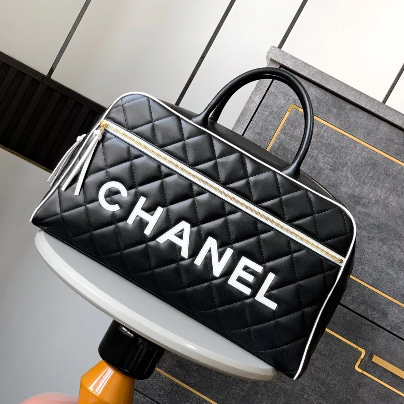 Chanel Quilted Vintage Sports Line Boston Bag Black / Chanel Quilted Vintage Sports Line Boston Bag Black /