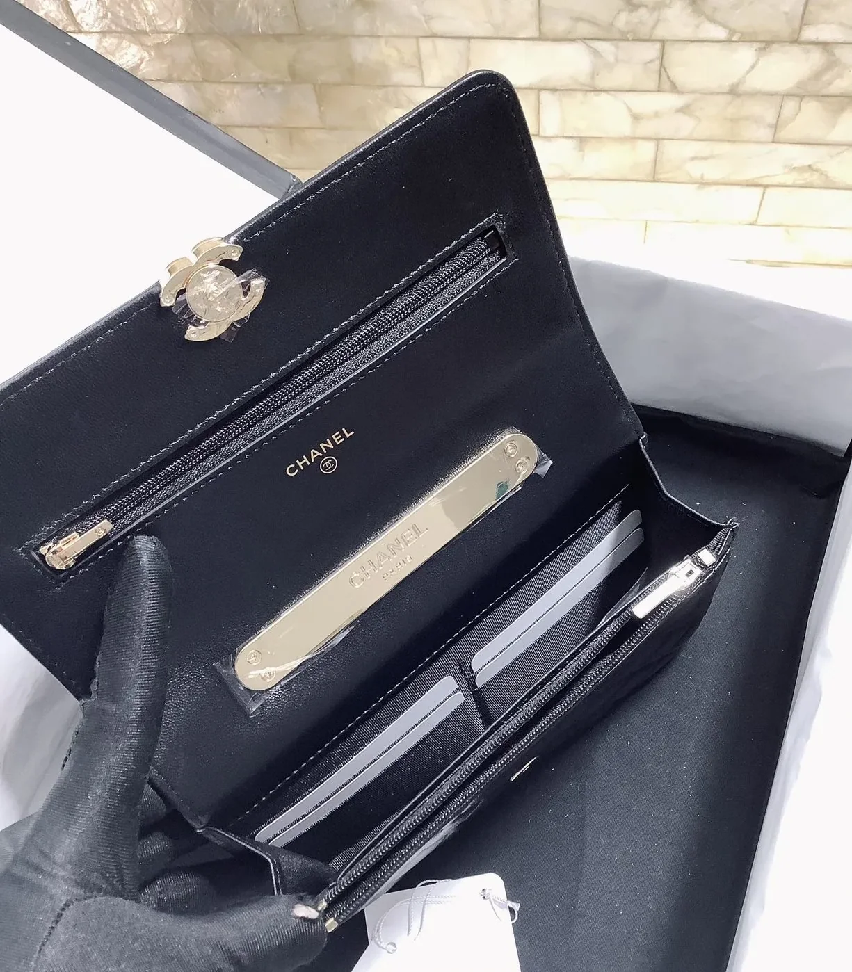 Chanel Hand-Held Oblique Cross Bag Black