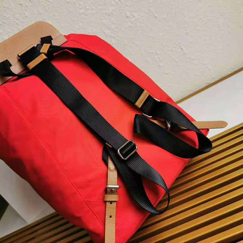 Prada Nylon and Saffiano Leather Backpack for Women in Red