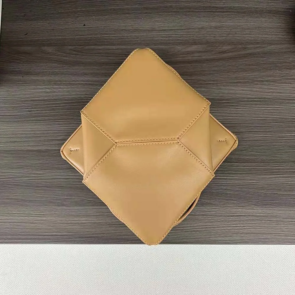 Loewe Mini Puzzle Fold Tote in Shiny Calfskin for Unisex in Brown Loewe Mini Puzzle Fold Tote in Shiny Calfskin for Unisex in Brown