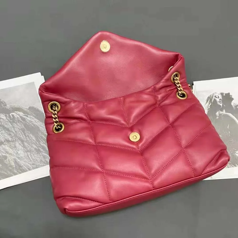 Saint Laurent YSL Puffer Small Bag in Quilted Lambskin for Women in Red Saint Laurent YSL Puffer Small Bag in Quilted Lambskin for Women in Red