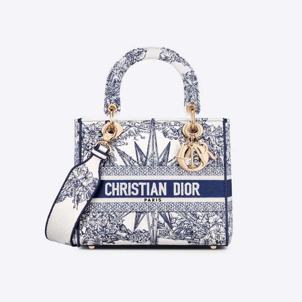 Dior Medium Lady D-lite Bag Blue Multicolor Rêve D'Infini Embroidery for Women Dior Medium Lady D-lite Bag Blue Multicolor Rêve D'Infini Embroidery for Women