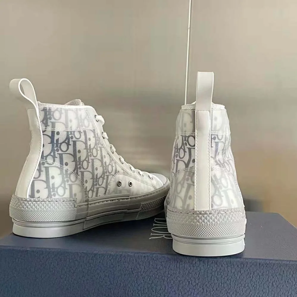 Dior B23 High-Top Sneaker White and Navy Blue Dior Oblique Canvas for Men