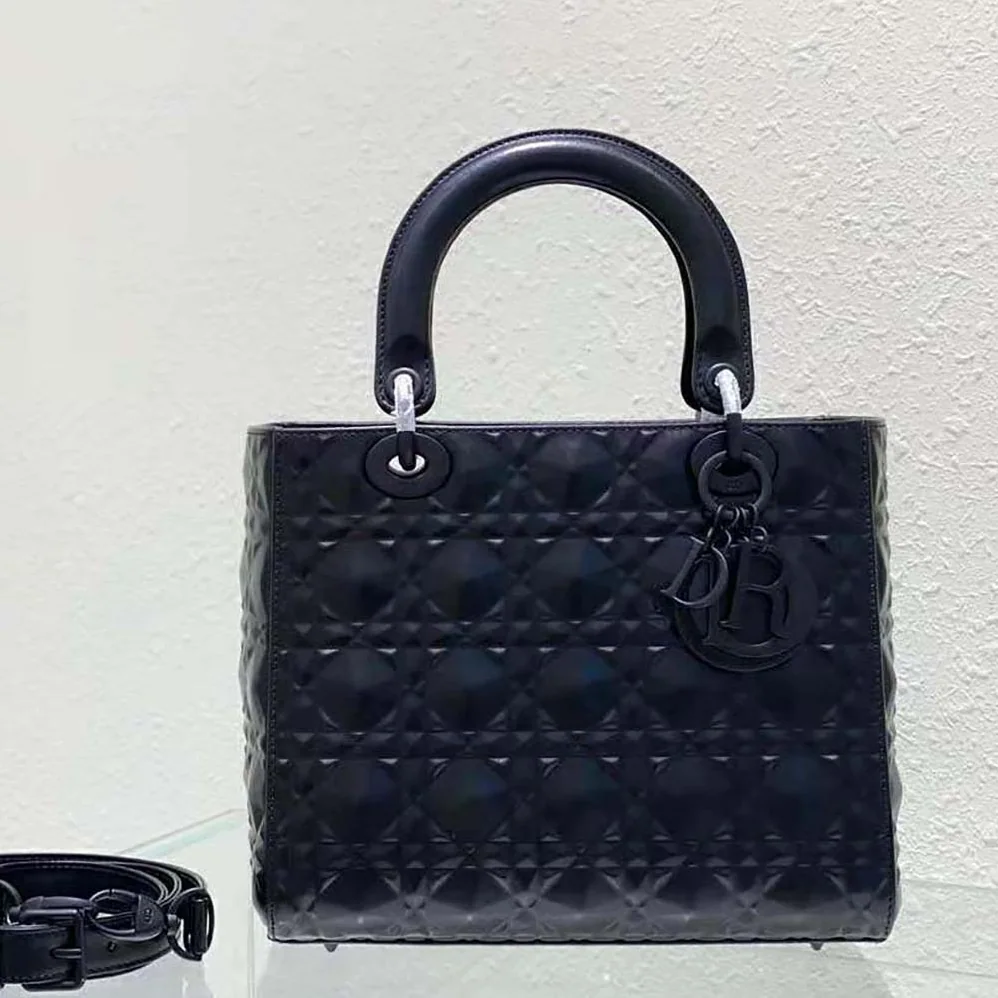 Dior Medium Lady Dior Bag Black Cannage Calfskin with Diamond Motif for Women Dior Medium Lady Dior Bag Black Cannage Calfskin with Diamond Motif for Women