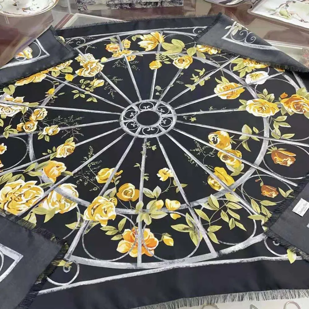 Dior Granville 90 Square Scarf Black and Gold for Women in Tone Silk Twill Dior Granville 90 Square Scarf Black and Gold for Women in Tone Silk Twill
