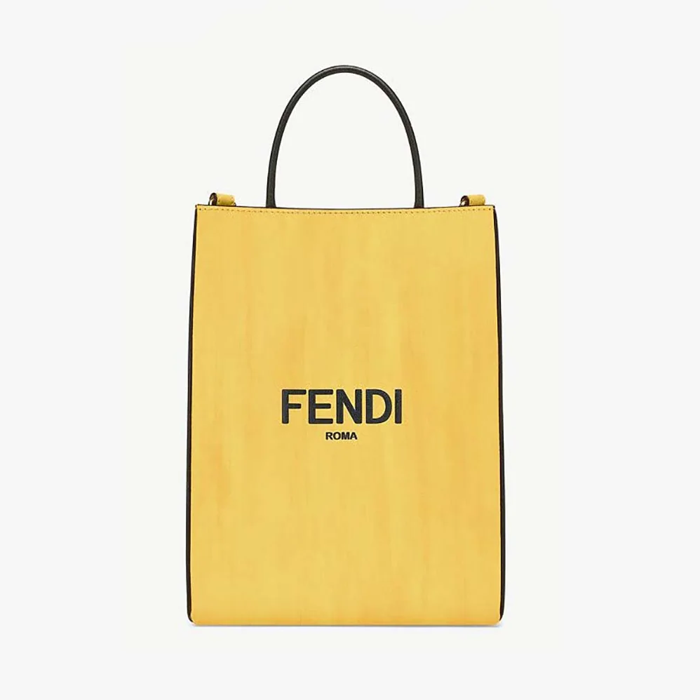 Fendi Fendi Pack Small Shopping Bag Yellow Leather Bag for Men