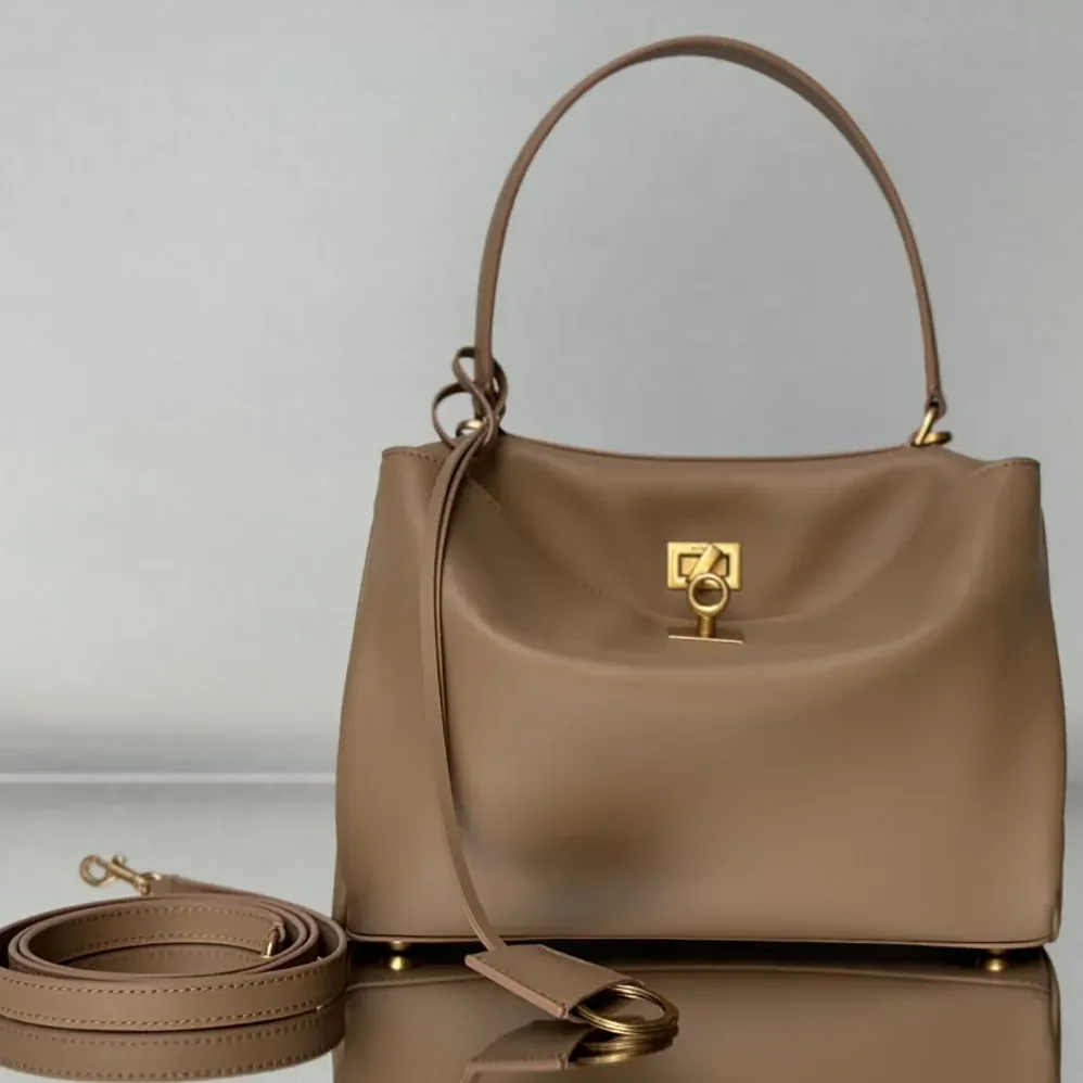 Balenciaga Rodeo Handbag Small In latte Smooth Calfskin Aged for Women in gold Hardware