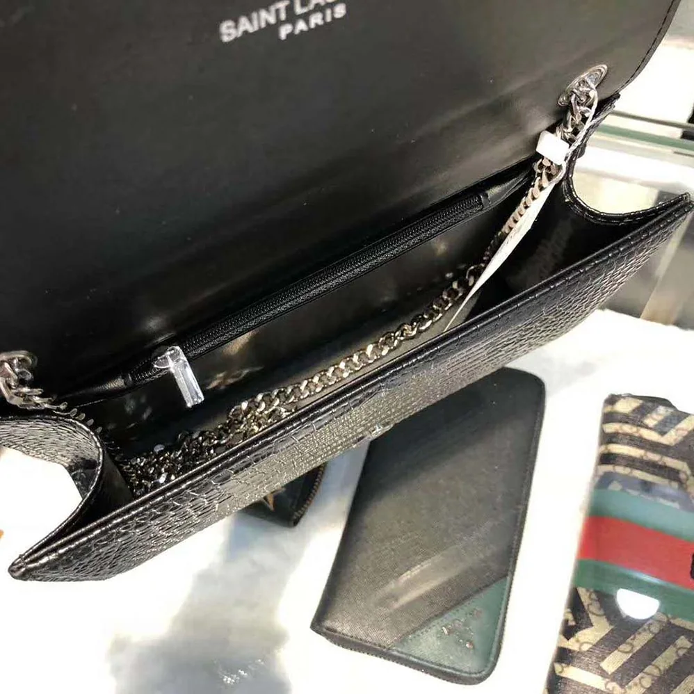Saint Laurent YSL Kate Small Tassel Crocodile Embossed Leather for Women in Black