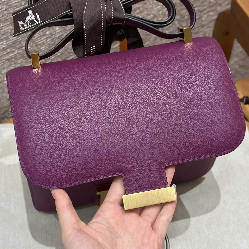 Hermes Constance 24 Bag Epsom Leather for Women in Purple/Gold