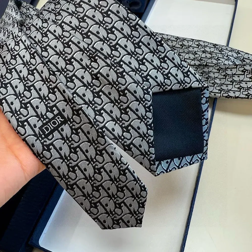 Dior Oblique Tie Gray Silk for Men