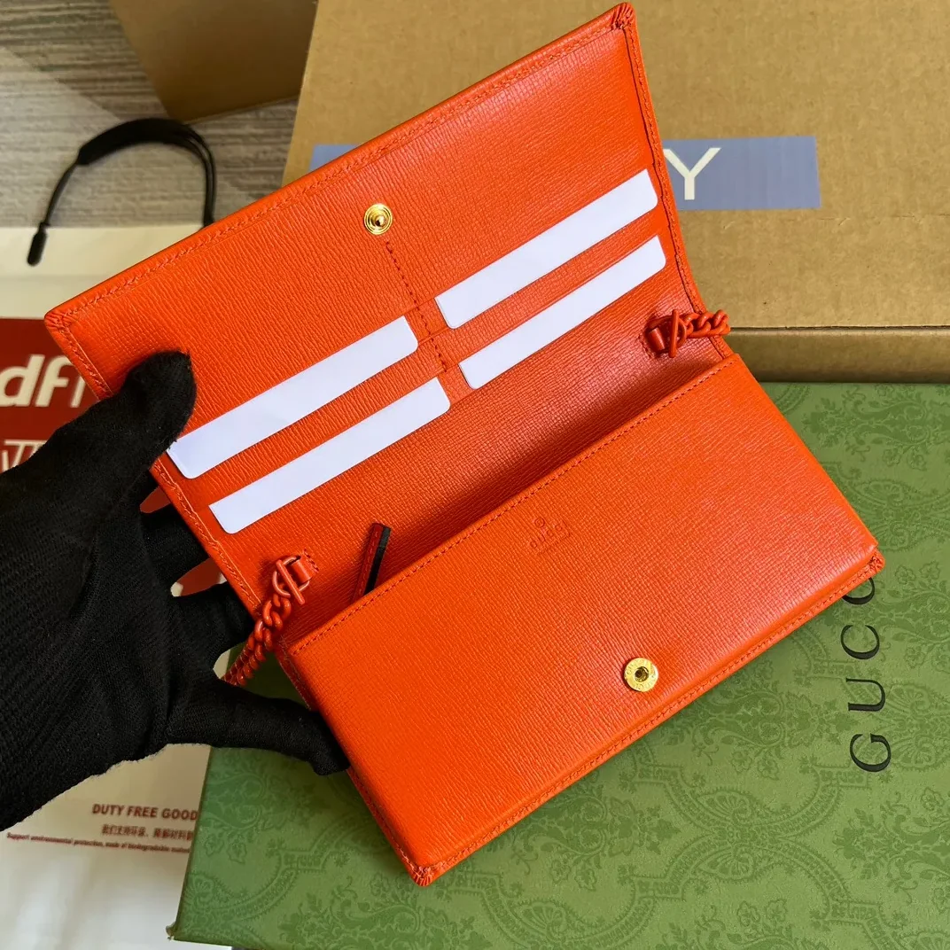 GG Horsebit 1955 Wallet With Chain Orange/Green 1AAJ8 7519 /
