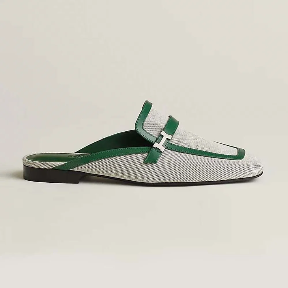 Hermes in H Canvas and Calfskin for Women in Green