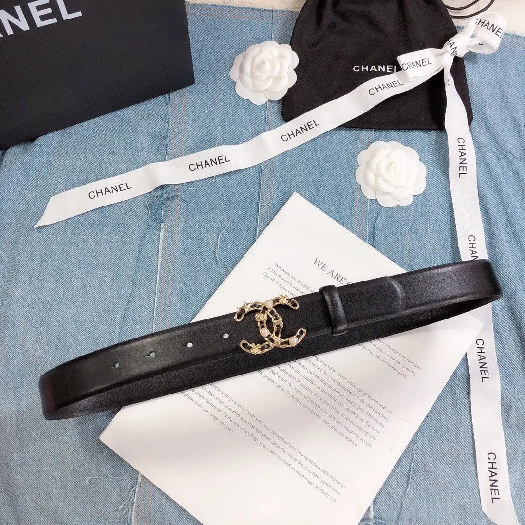 Chanel Belt With Double C Buckle Black Gold Toned Hardware for Women Chanel Belt With Double C Buckle Black Gold Toned Hardware for Women