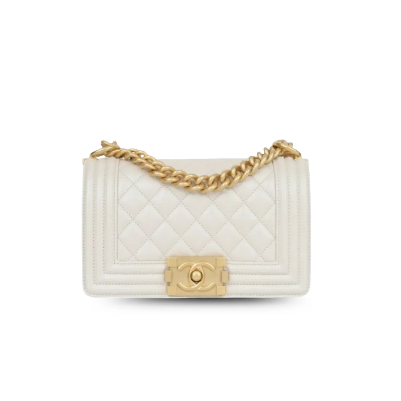 Chanel Boy Small Crossbody Bag in Ivory Gold Hardware