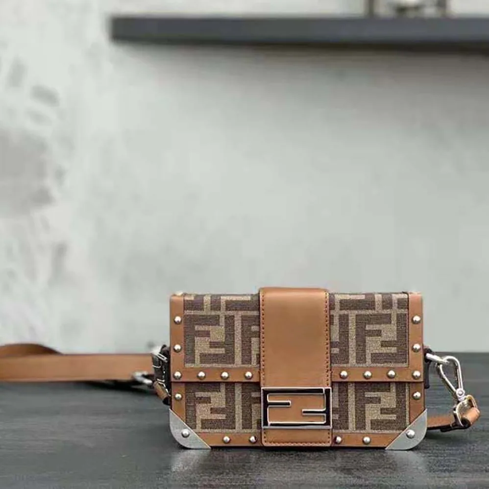 Fendi Baguette Trunk Mini Brown Fabric Bag for Men