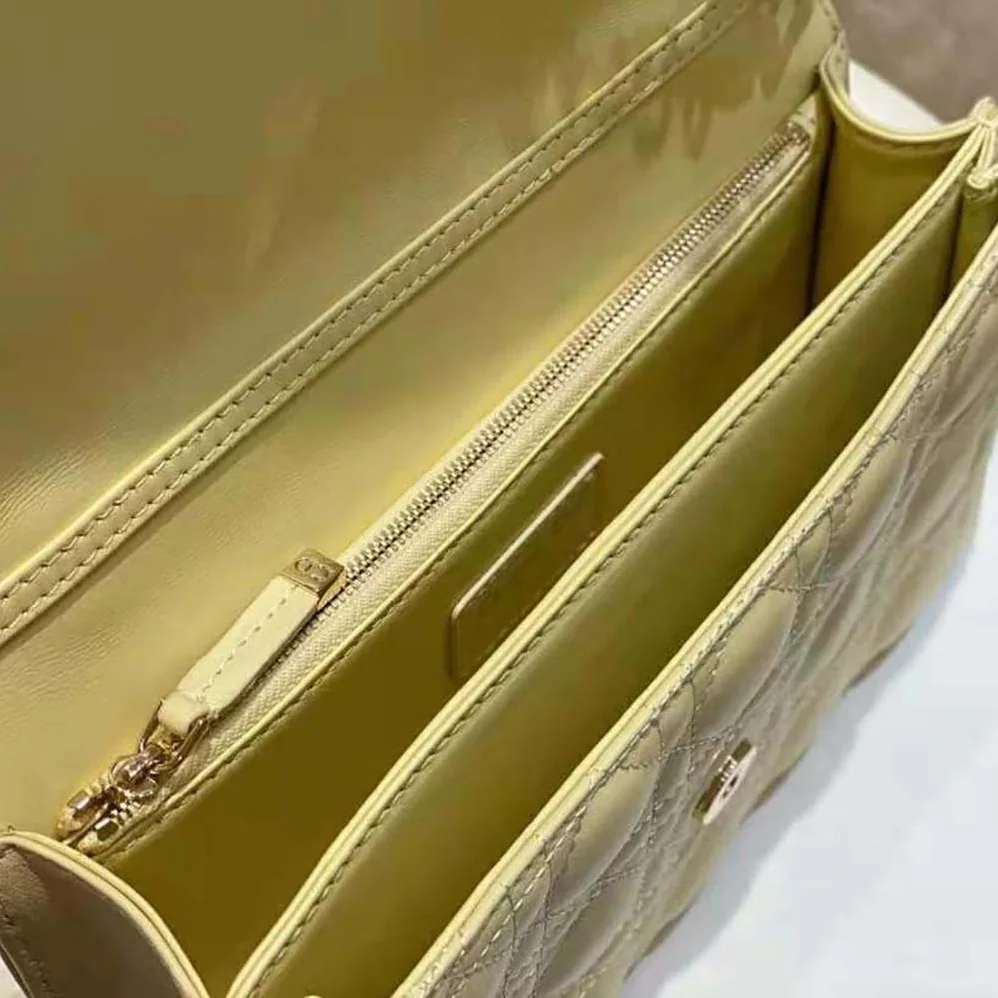 Dior Miss Dior Top Handle Bag Pastel Yellow Cannage Lambskin for Women