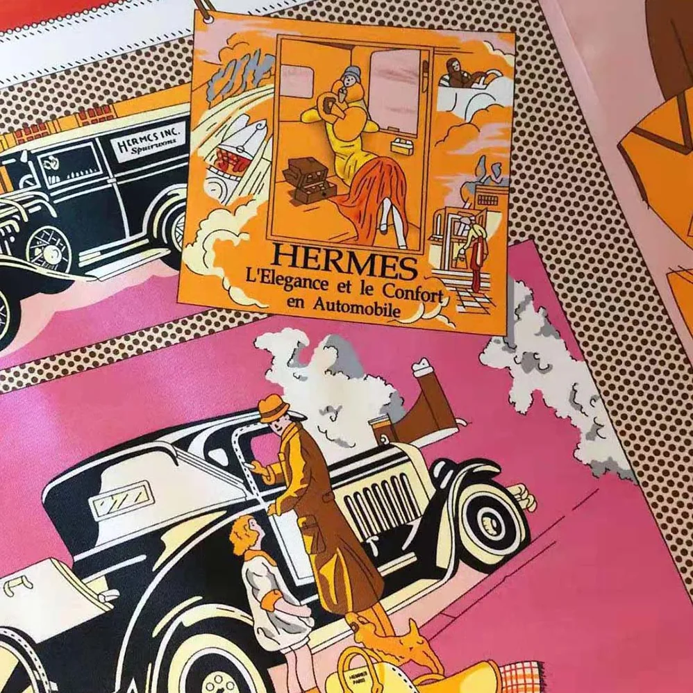 Hermes Confort en Automobile Scarf 70 in Silk Twill with Hand-Rolled Edges for Women in Red